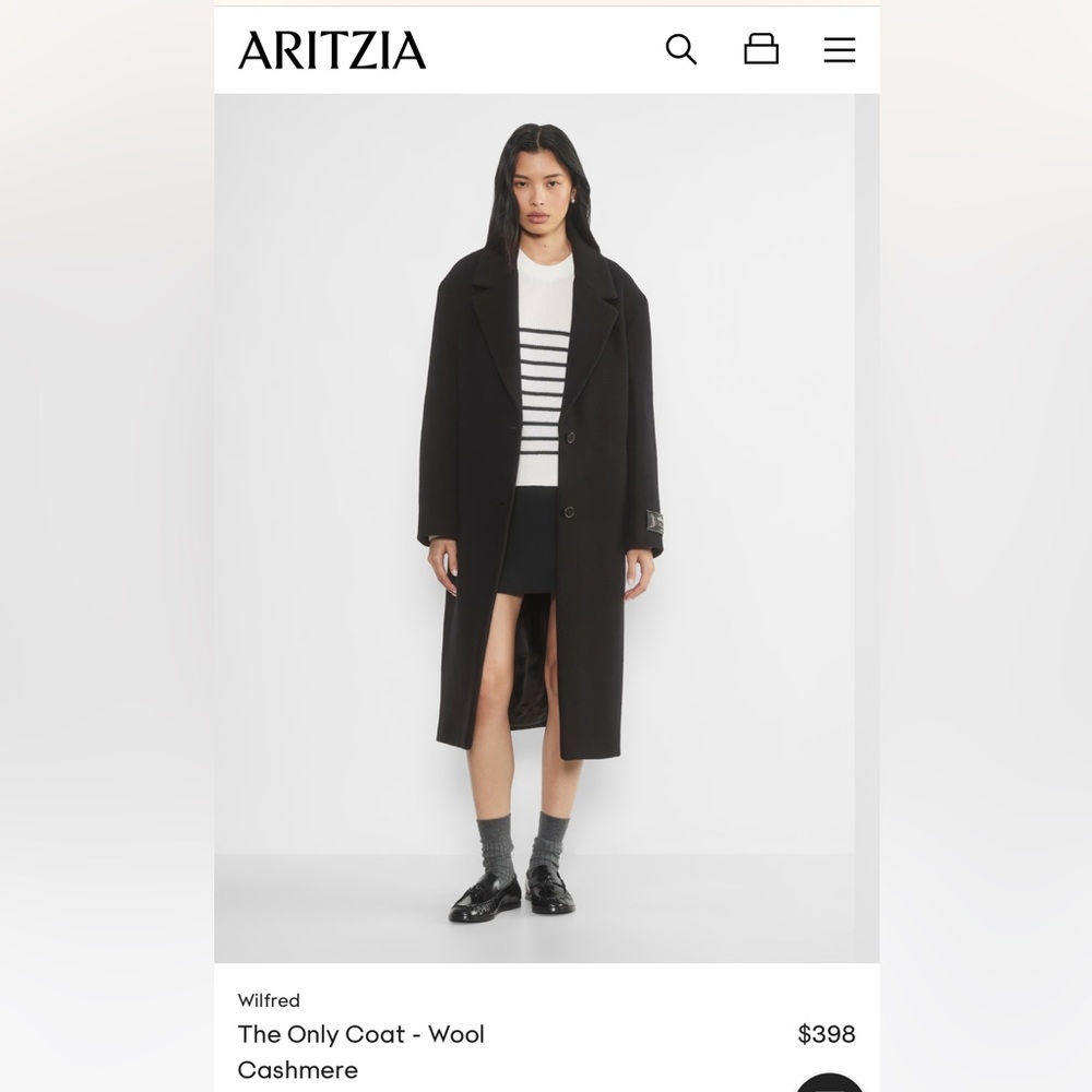 Wilfred Black Wool Cashmere Coat